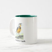 Wiesen-Lerche 2 versah Tasse mit grünem Innenraum (Vorderseite Links)