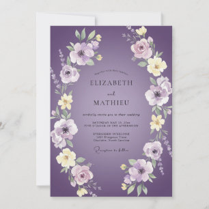 Wiesen-Pflaume-Veilchen-Blatt-Hochzeit Einladung