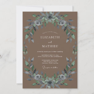 Wiesen-Taupe-Schiefer-Kranz-Hochzeit Einladung
