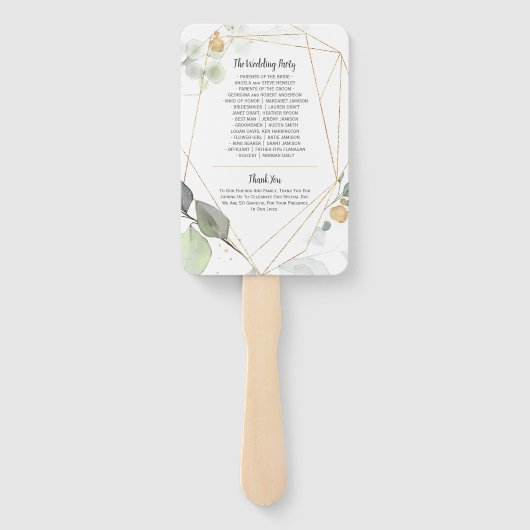 Wiesen- und Gold-Botanische Rahmen-Hochzeit Fächer (Rückseite)