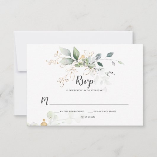Wiesen- und Goldbotanicals RSVP Karte (Vorderseite)