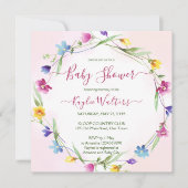 Wiesen-Wildblumen-Babydusche Einladung (Vorderseite)