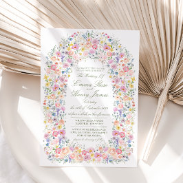 Wiesen-Wildblumen-Blumenbogen Cottagecore-Hochzeit Einladung