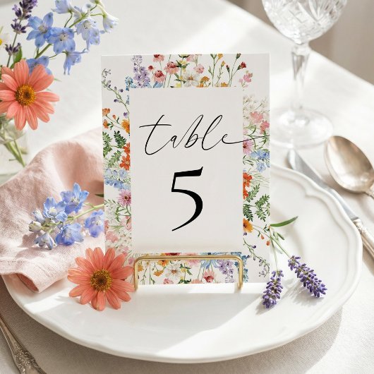 Wiesen-Wildblumen-Hochzeitsempfang Tischnummer