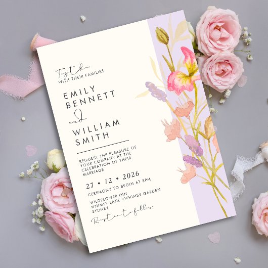 Wiesen Wildblumen Moderne Boho Rustikale Hochzeit Einladung