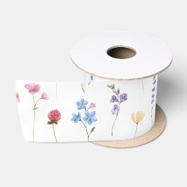 Wiesen-Wildblumen-Muster Cottagecore Boho Lebendig Satinband