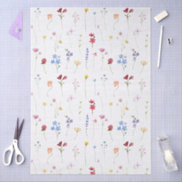 Wiesen-Wildblumen-Muster Cottagecore Boho Vibrant Seidenpapier