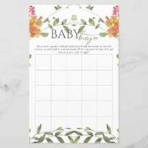 Wiesenblumen Aquarell-Baby-Shower-Bingo-Spiel