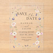 Wiesenblumen Blumen Foto Hochzeit Acryleinladungen (Vorderseite)