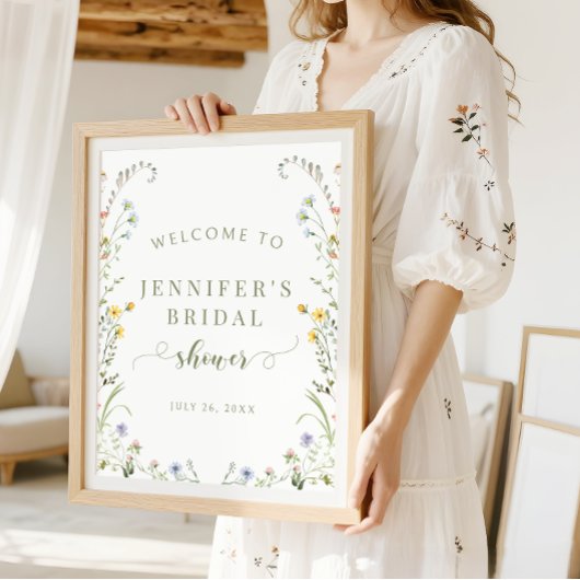 Wiesenblumen Boho Brautparty Willkommensschild Poster