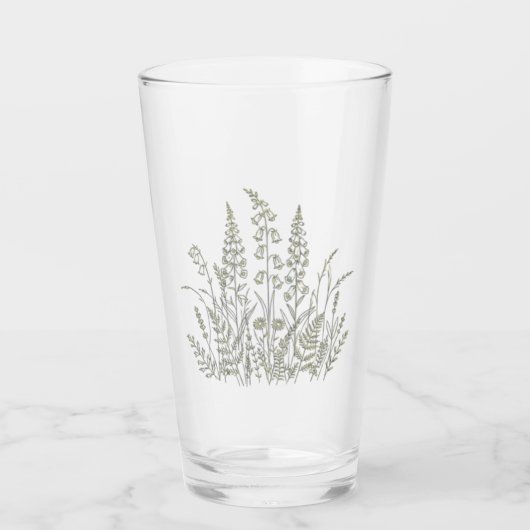 Wiesenblumen Botanische Linienkunst Glas (Vorderseite)