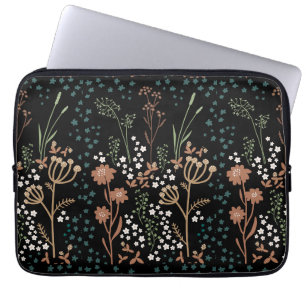Wiesenblumen Naive Kunst dunkler Hintergrund Laptopschutzhülle
