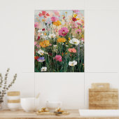 Wiesenblumen-Ölgemälde in bunten Farben Poster (Küche)