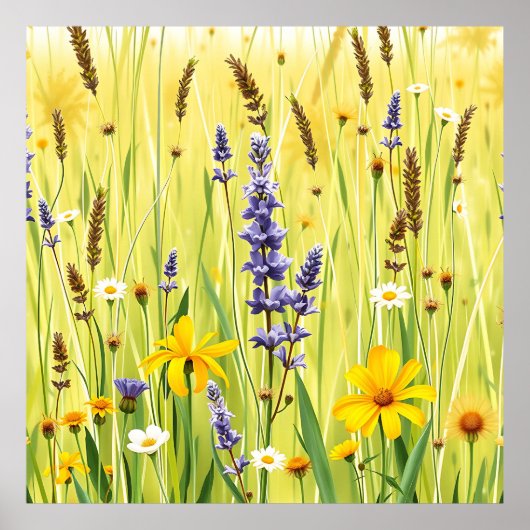 Wiesenblumen-Sommer-Muster Poster (Vorne)