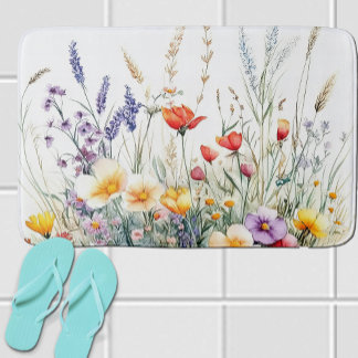 Wiesenblumen und Lavendel Badematte