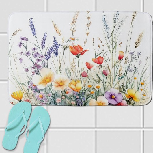 Wiesenblumen und Lavendel Badematte