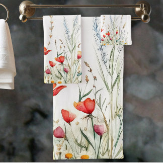 Wiesenblumen und Lavendel Badhandtuch Set