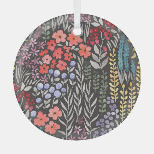 Wiesenblumen: Wasserfarbene Florale Nahtlose Muste Ornament Aus Glas