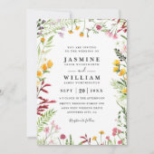 Wiesenblumen Wildblumen Rustikal QR-Code Hochzeit Einladung (Vorderseite)