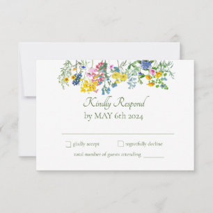 Wiesenblumenwiese Frühlingsblumen Bunt RSVP Karte