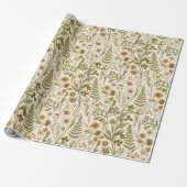 Wiesenbotanische Blumenillustrationen Gräser Geschenkpapier (Ungerollt)