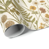 Wiesenbotanische Blumenillustrationen Gräser Geschenkpapier (Rolleneckpunkt)