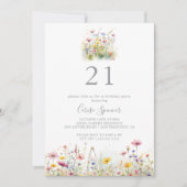 Wiesenfarbige Wildblume 21. Geburtstag Party Einladung (Vorderseite)