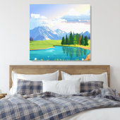 WiesenHintergrund mit See und Bergen Leinwanddruck (Insitu (Schlafzimmer))