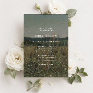Wiesenhochzeit-Feinsteininladung mit Wildblumen Einladung
