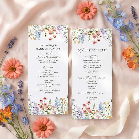 Wiesenhochzeitsprogramm mit Wildblumen Programm