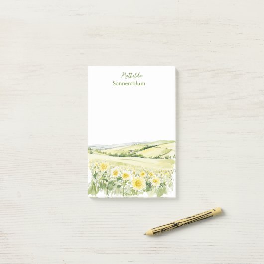 Wiesenlandschaft mit Blumen Post-it Klebezettel (Auf Schreibtisch)