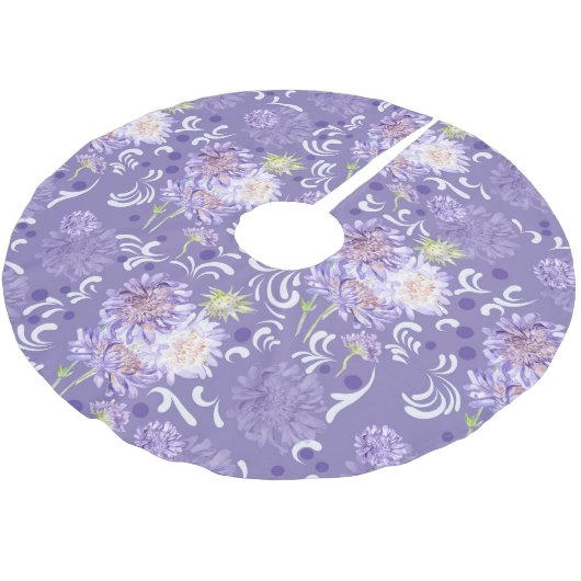 Wiesenmuster-Blume Polyester Weihnachtsbaumdecke (Schrägansicht)