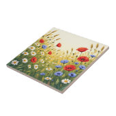 Wiesenmuster mit Wildblumen und Mohn Fliese (Seite)