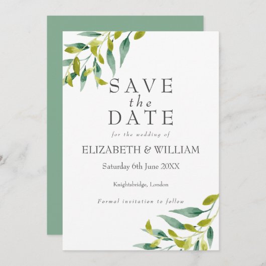 Wiesenpflanzen Verlasse Save the Date Karte (Vorne/Hinten)