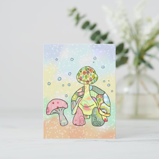 Wiesenschildkröte Postkarte (Stehend Vorderseite)