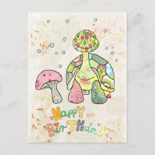 Wiesenschildkröte zum Geburtstag Postkarte