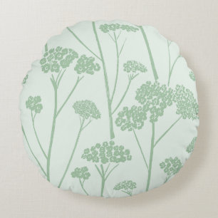 Wiesenstille Blass Meeresschaum Wildblume Grün Rundes Kissen