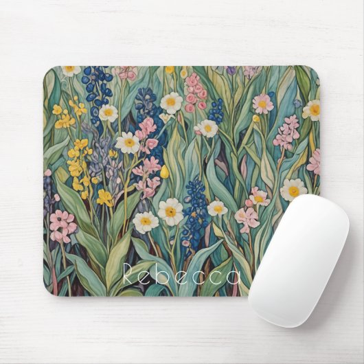 Wiesenweiher: Pastellfarben-Wildblumen Mousepad (Mit Mouse)