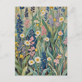 Wiesenweiher: Pastellfarben-Wildblumen Postkarte