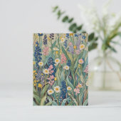 Wiesenweiher: Pastellfarben-Wildblumen Postkarte (Stehend Vorderseite)