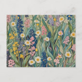 Wiesenweiher: Pastellfarben-Wildblumen Postkarte (Rückseite)