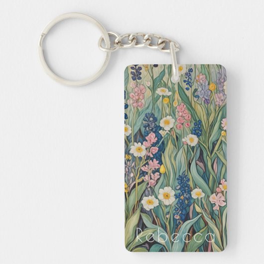 Wiesenweiher: Pastellfarben-Wildblumen Schlüsselanhänger (Vorderseite)