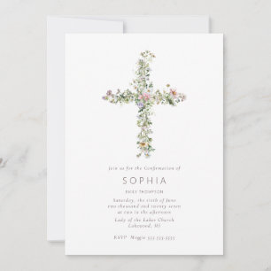 Wiesenwildblumen-Kreuz-Firmung-Feier Einladung