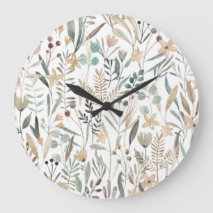 Wiesenwildblumen: Wasserfarben Charme. Große Wanduhr