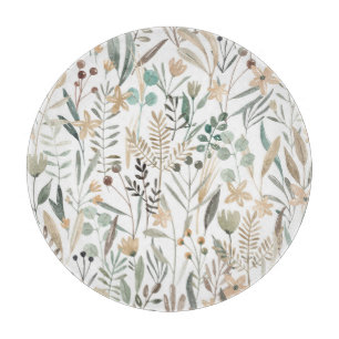 Wiesenwildblumen: Wasserfarben Charme. Schneidebrett