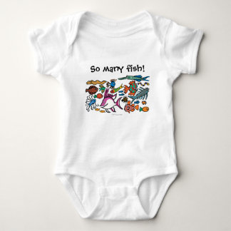 Wieviele verschiedenen Fische können Sie sehen? Baby Strampler