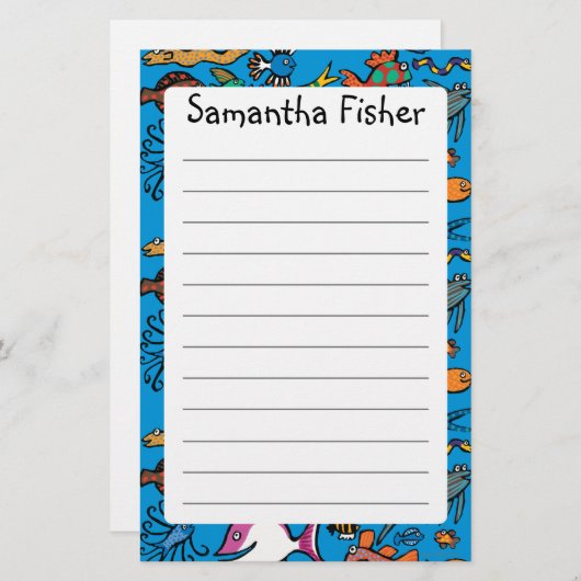 Wieviele verschiedenen Fische können Sie sehen? Briefpapier (Vorne/Hinten)