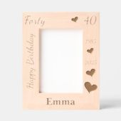 wife 40th Birthday Photo frame with name heart Geätzte Rahmen (Vorderseite)