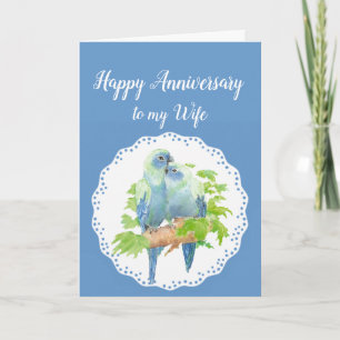 Wife Anniversary, Cute Romantic Parrots, Birds Karte