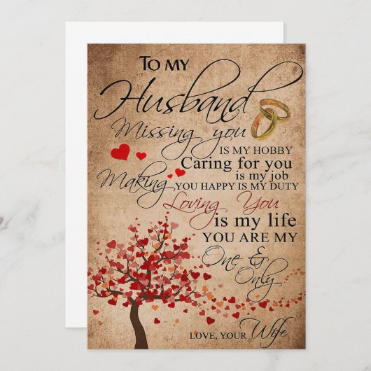 Wife Art To My Husband Missing You Dankeskarte (Vorne/Hinten)
